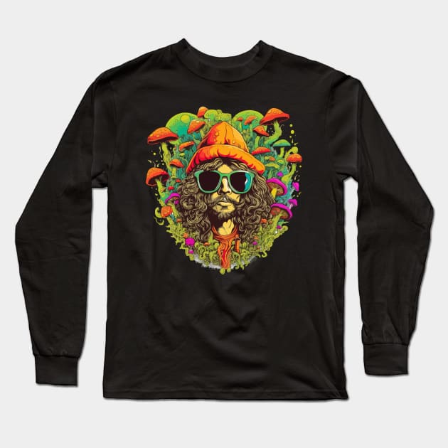 Funky Man Magic Mushroom Long Sleeve T-Shirt by MushMagicWear